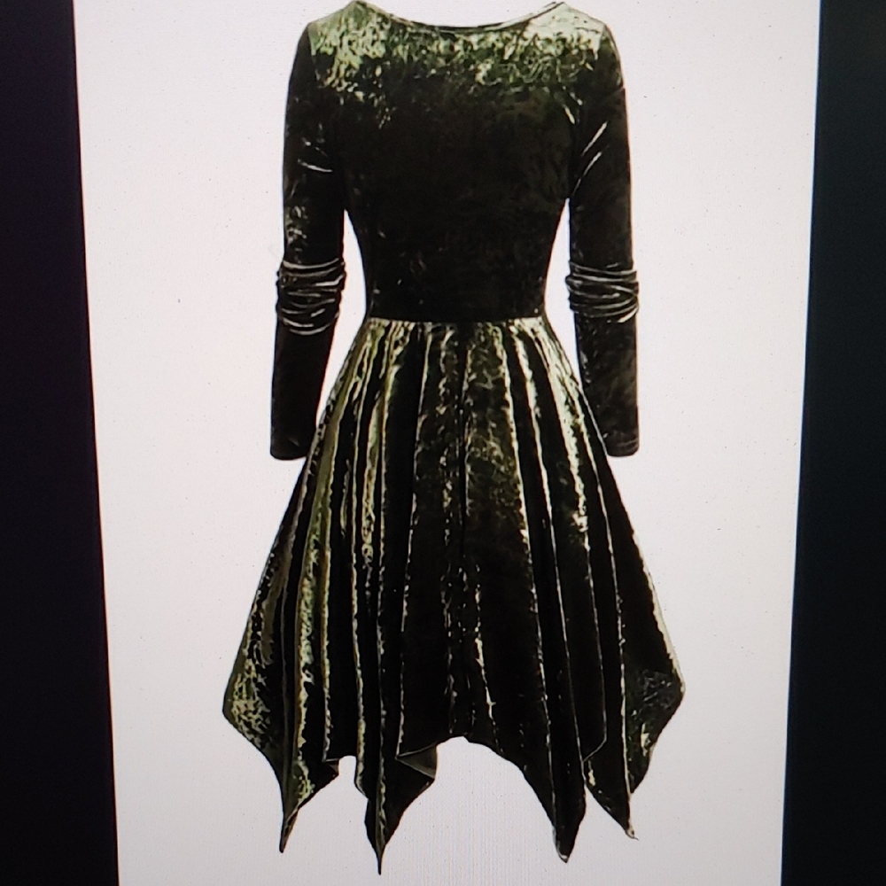 Green Velvet Long Sleeve Dress * Size M - Picture 11 of 11